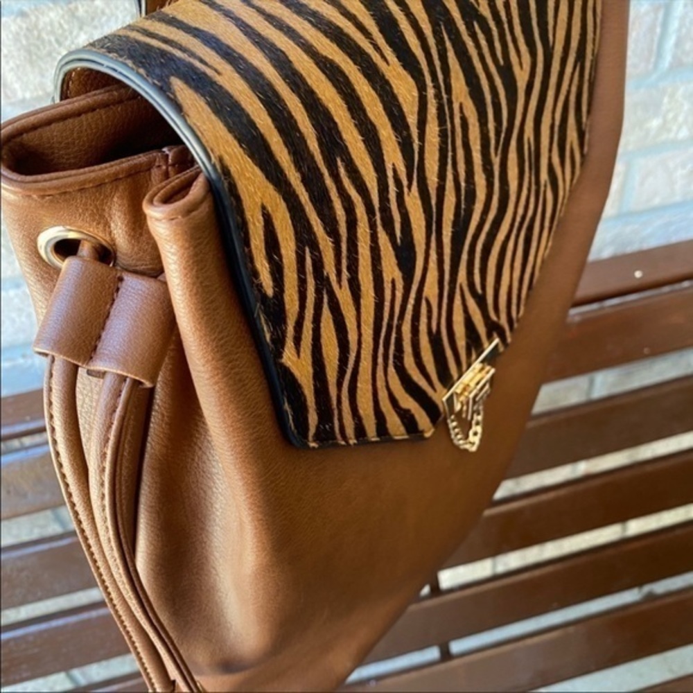 DUNE LONDON Leather Animal Print Backpack